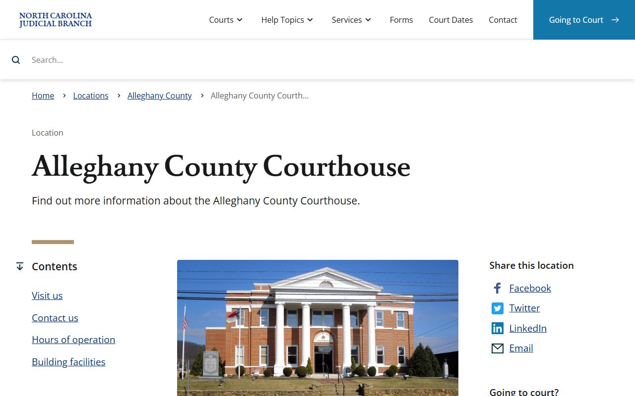 Alleghany County court records after jail arrest courthouse page